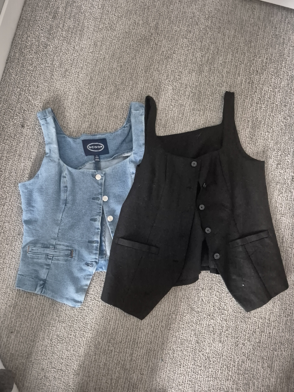 SCOOP Light Denim Button Vest with Logo